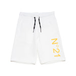 N°21 Kids Short Bianco con Stampa a contrasto per Bambini
