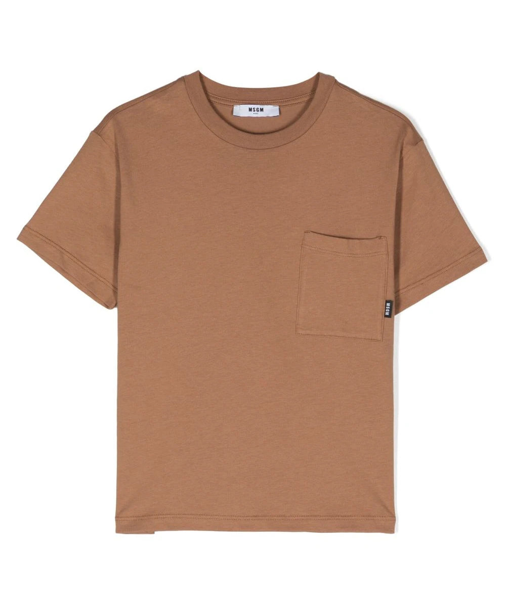 Acquista la T-shirt Girocollo con Taschino Beige per Bambini MSGM Kids