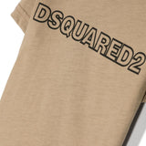 T-shirt con Stampa DSquared2 Kids in Cotone Marrone Chiaro/Nero Intenso | Jersey Morbido | Bordo a Coste | Logo sul Petto