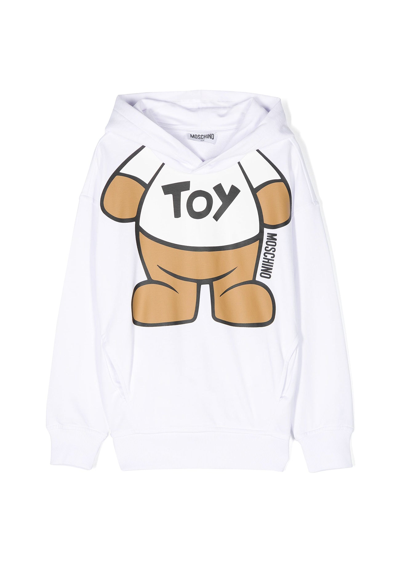 Moschino Kids Felpa con Cappuccio Bianca con Stampa Teddy Bear