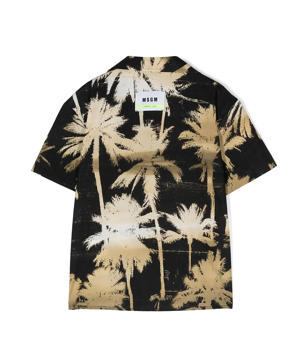 MSGM Kids Camicia Nera con Stampa Palme Oro per Bambini