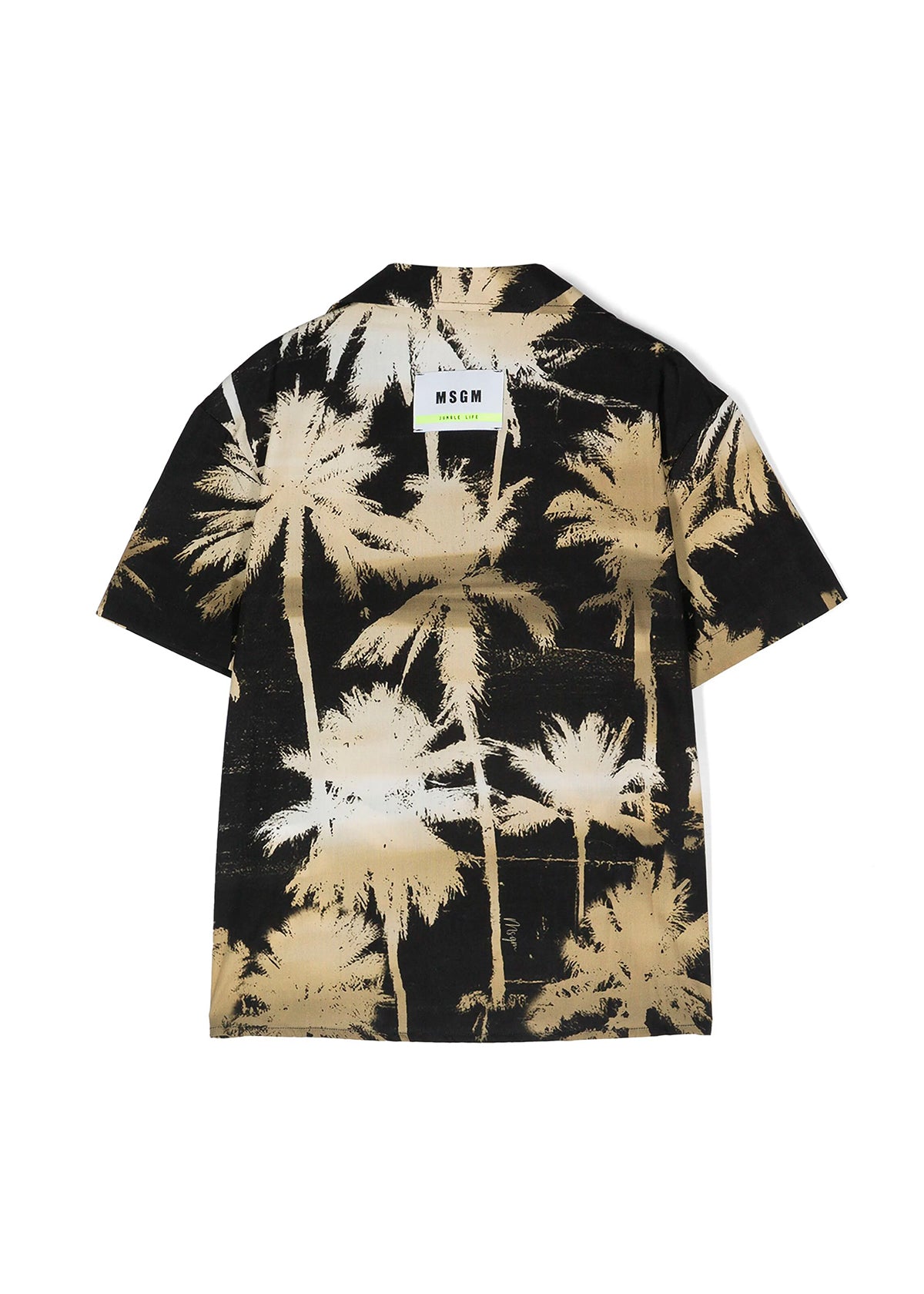 MSGM Kids Camicia Nera con Stampa Palme Oro per Bambini