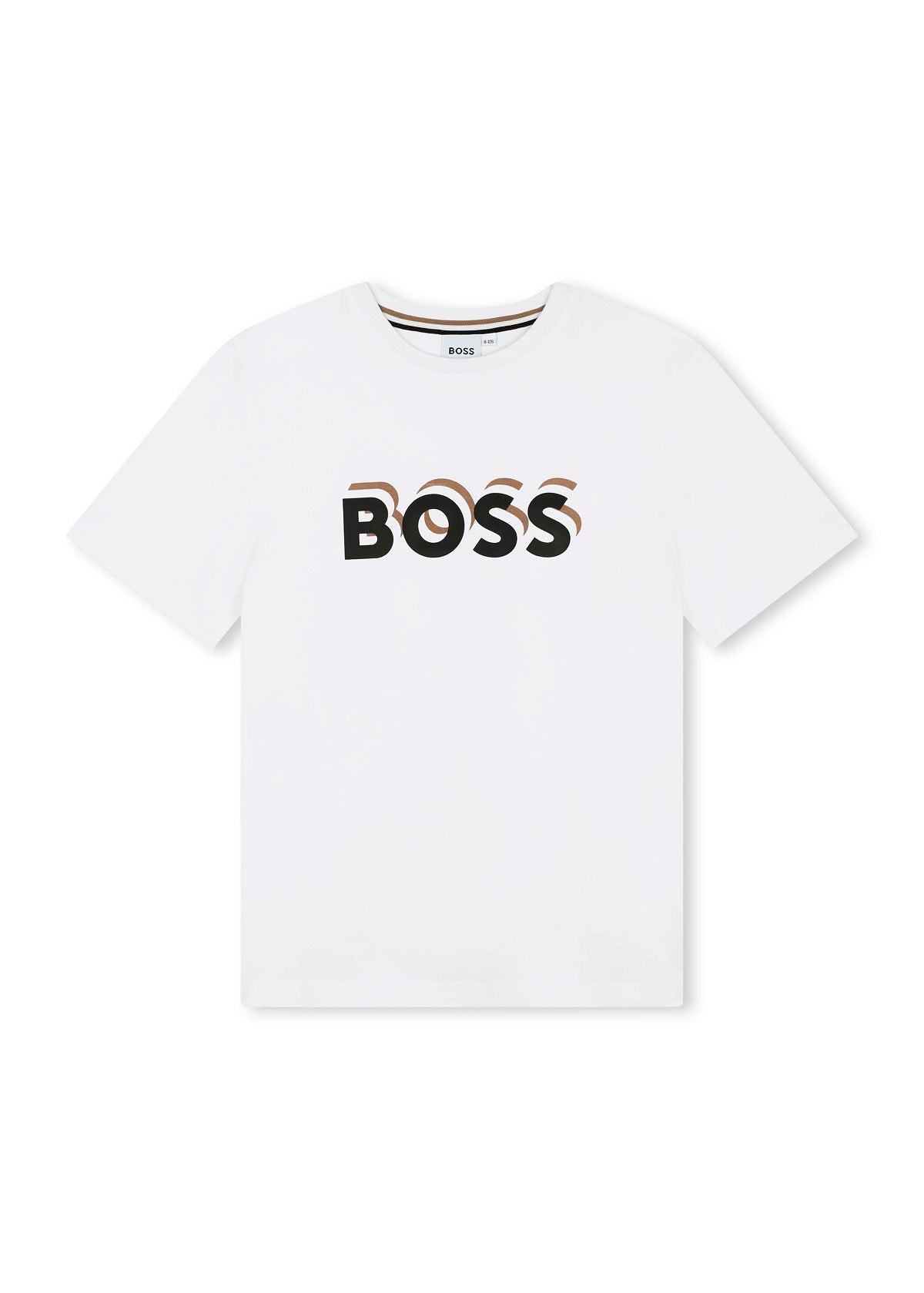 Boss Kids T-Shirt Bianca con Stampa Logo per Bambini