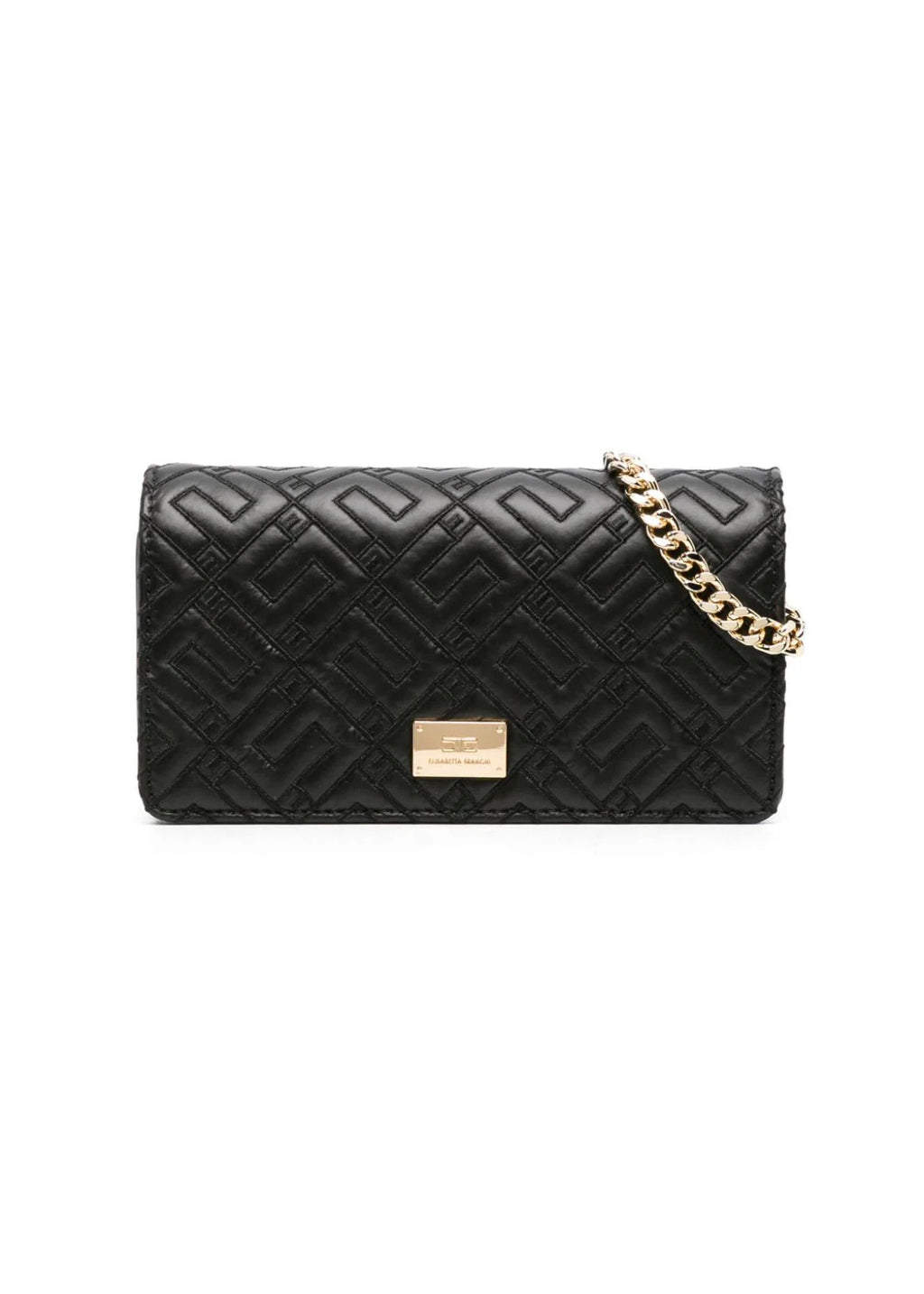 Elisabetta Franchi La Mia Bambina Borsa Nera a Spalla con Logo goffrato
