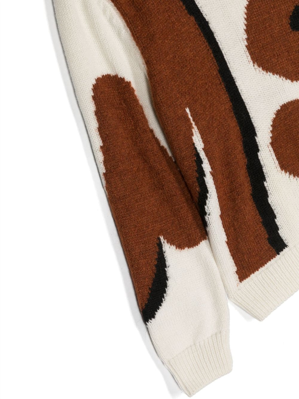 Maglione MSGM Kids a Intarsio con Logo - Bianco/Nero/Cognac