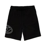 Diesel Kids Short in Felpa Nero con Logo Oval D