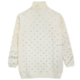 Abito da Bambina Elisabetta Franchi in Misto Lana - Bianco con Logo Strass All-Over