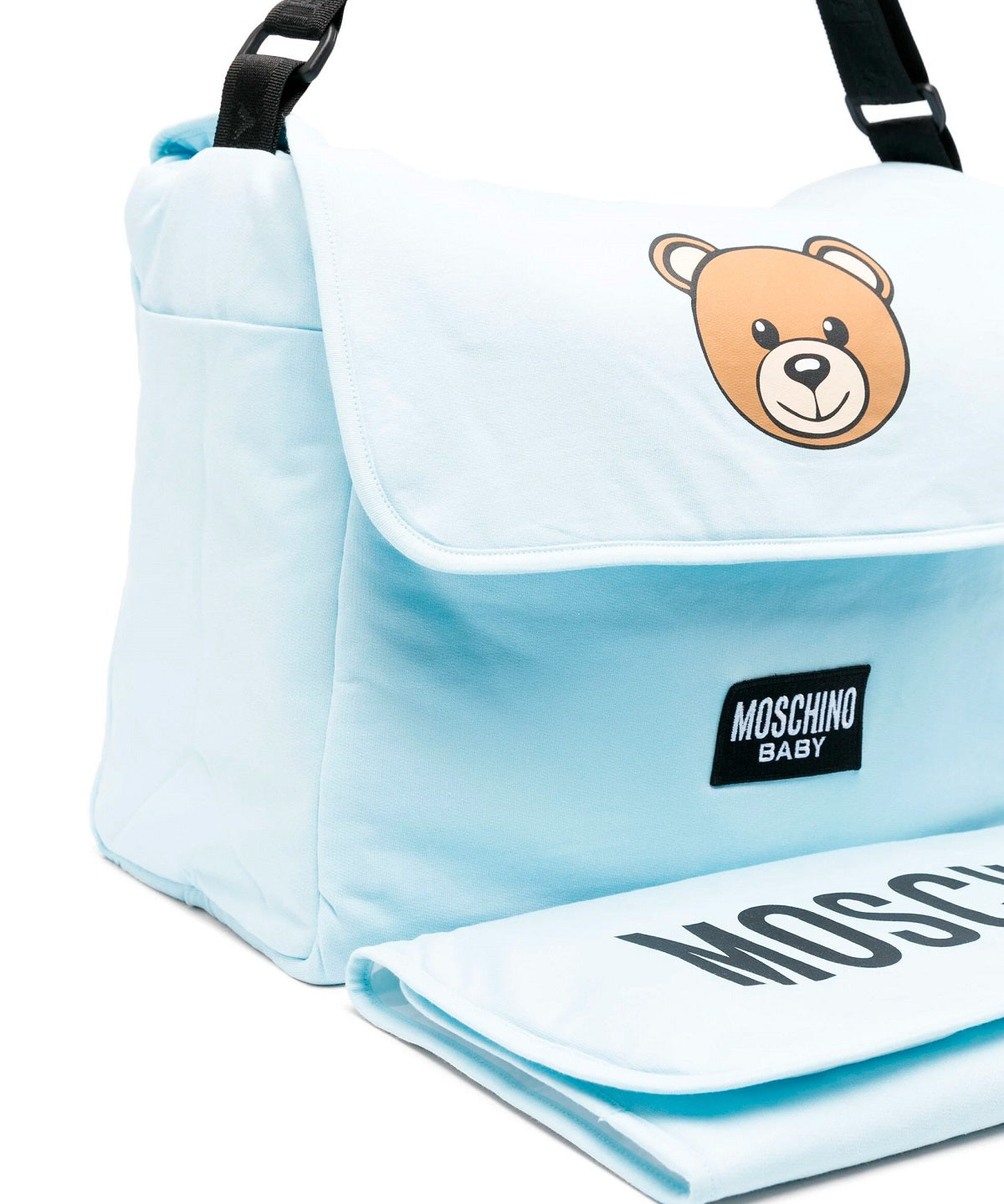 Moschino Kids Borsa Mamma Teddy Bear Celeste con Fasciatoio