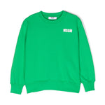Msgm Kids Felpa Verde con Stampa Logo