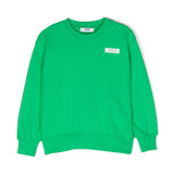 Msgm Kids Felpa Verde con Stampa Logo