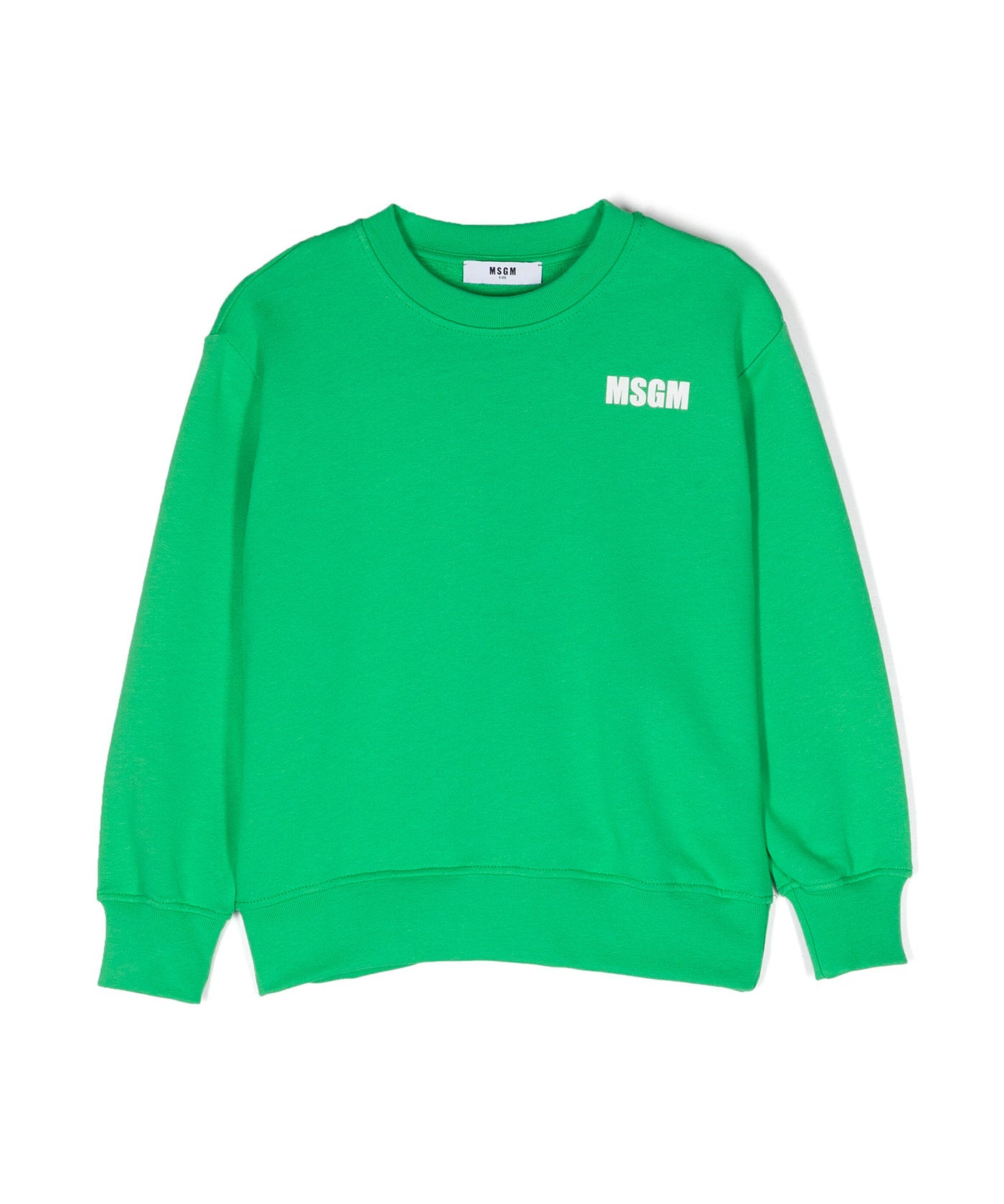 Msgm Kids Felpa Verde con Stampa Logo
