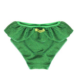 Costume Slip Neonata Verde Glitter Con Balze