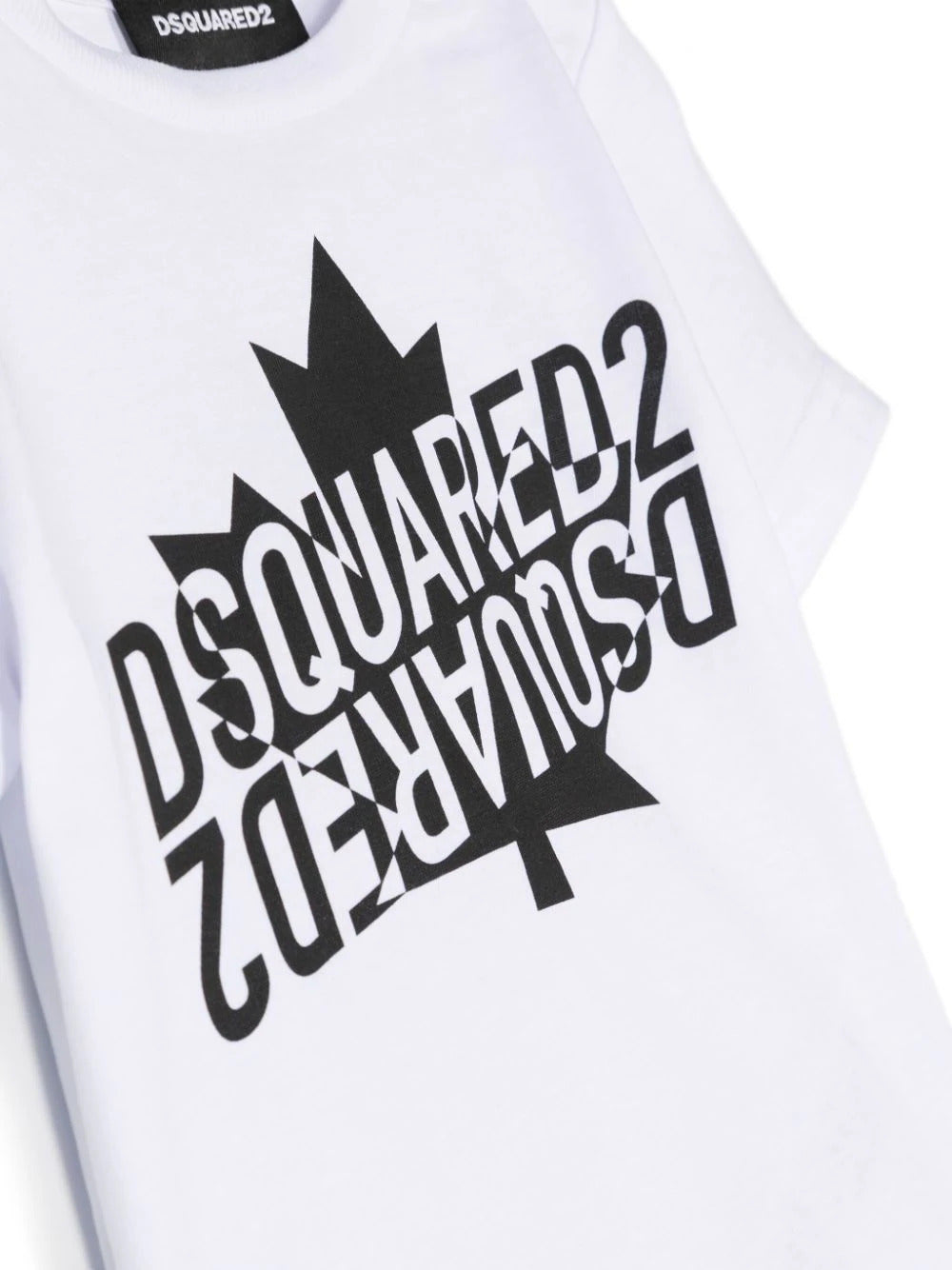 T-shirt Girocollo DSquared2 Kids Bianca per Neonati in Cotone | Maniche Corte | Apertura con Botton