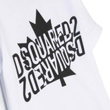 T-shirt Girocollo DSquared2 Kids Bianca per Neonati in Cotone | Maniche Corte | Apertura con Botton