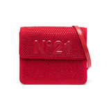 N°21 Red Shoulder Bag with Crystal Application
