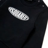 Dsquared2 Kids Felpa Girocollo Nera con Logo Surf per Neonati