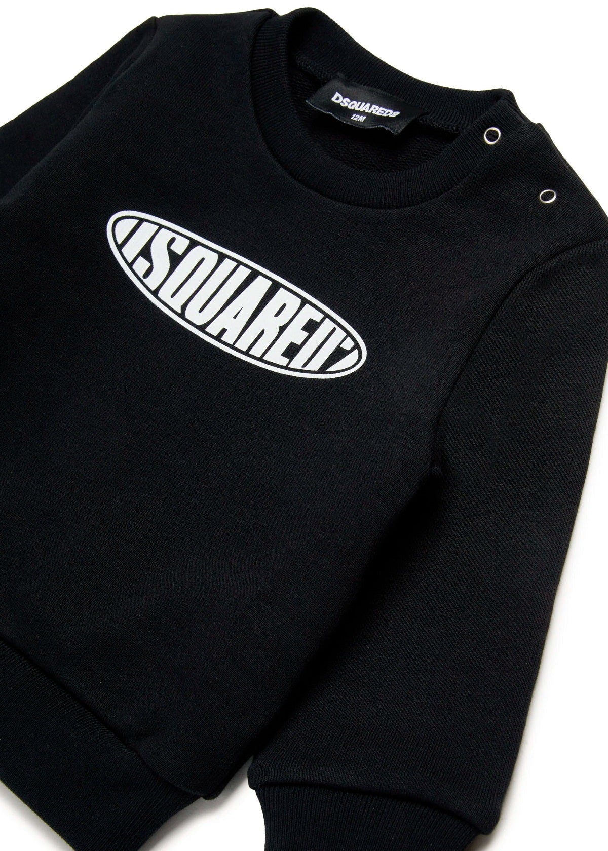 Dsquared2 Kids Felpa Girocollo Nera con Logo Surf per Neonati