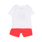 Moschino Kids Completo T-Shirt e Shorts Bianco/rosso Teddy Bear per Neonati