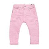 Pantaloni Dritti Rosa per Neonati | Applicazione Logo Posteriore | Vita Elasticizzata | Stile Classico