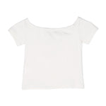 Msgm Kids Maglia Crop Bianca a Costine