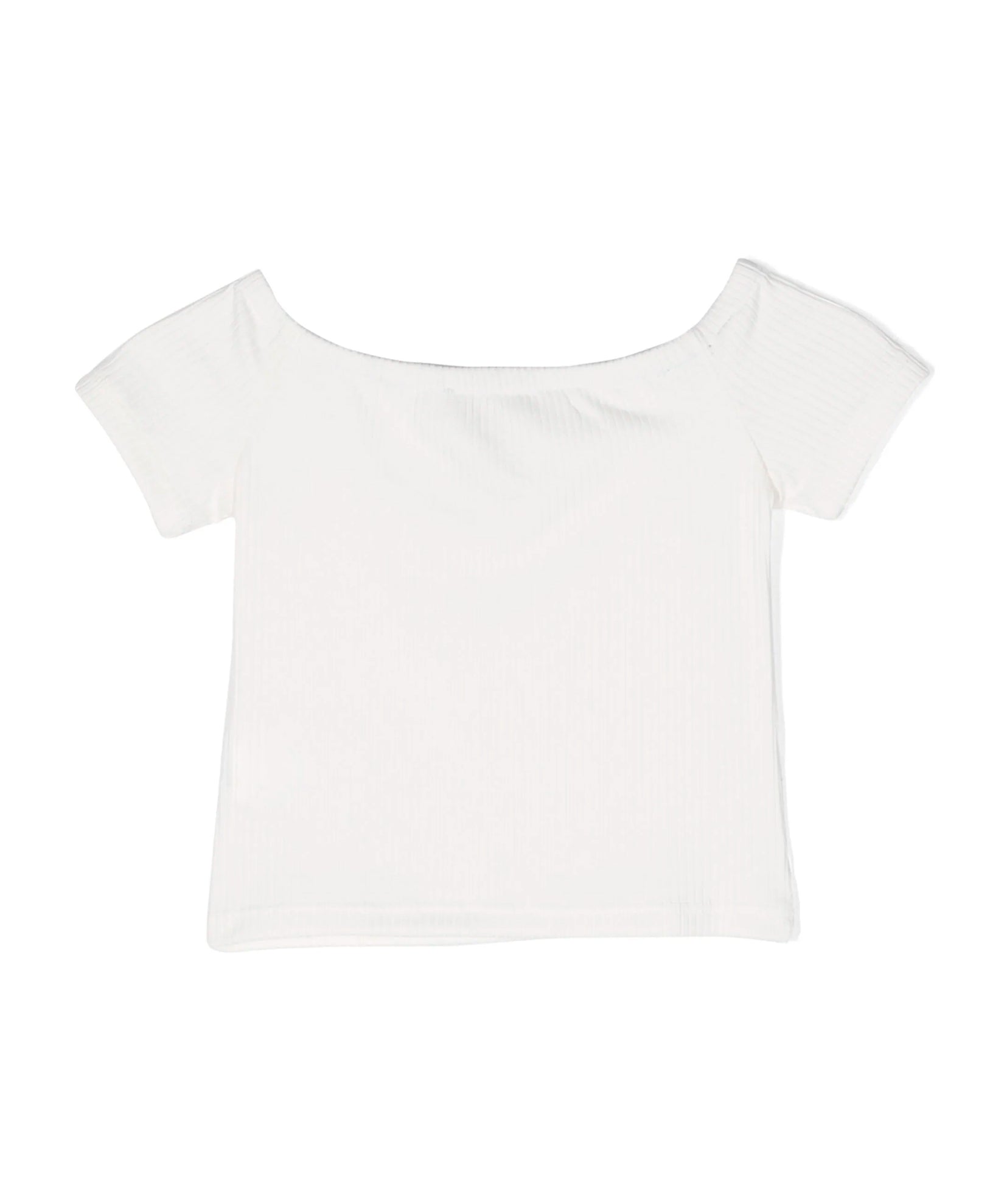 Msgm Kids Maglia Crop Bianca a Costine