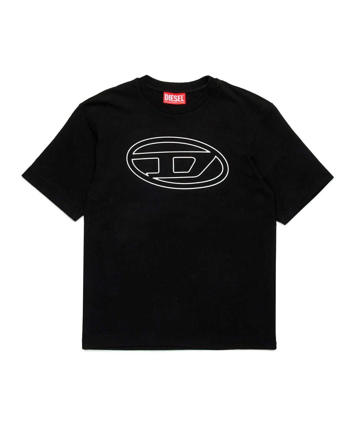 Diesel Kids T-shirt Nera con Logo Oval D