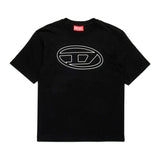Diesel Kids T-shirt Nera con Logo Oval D