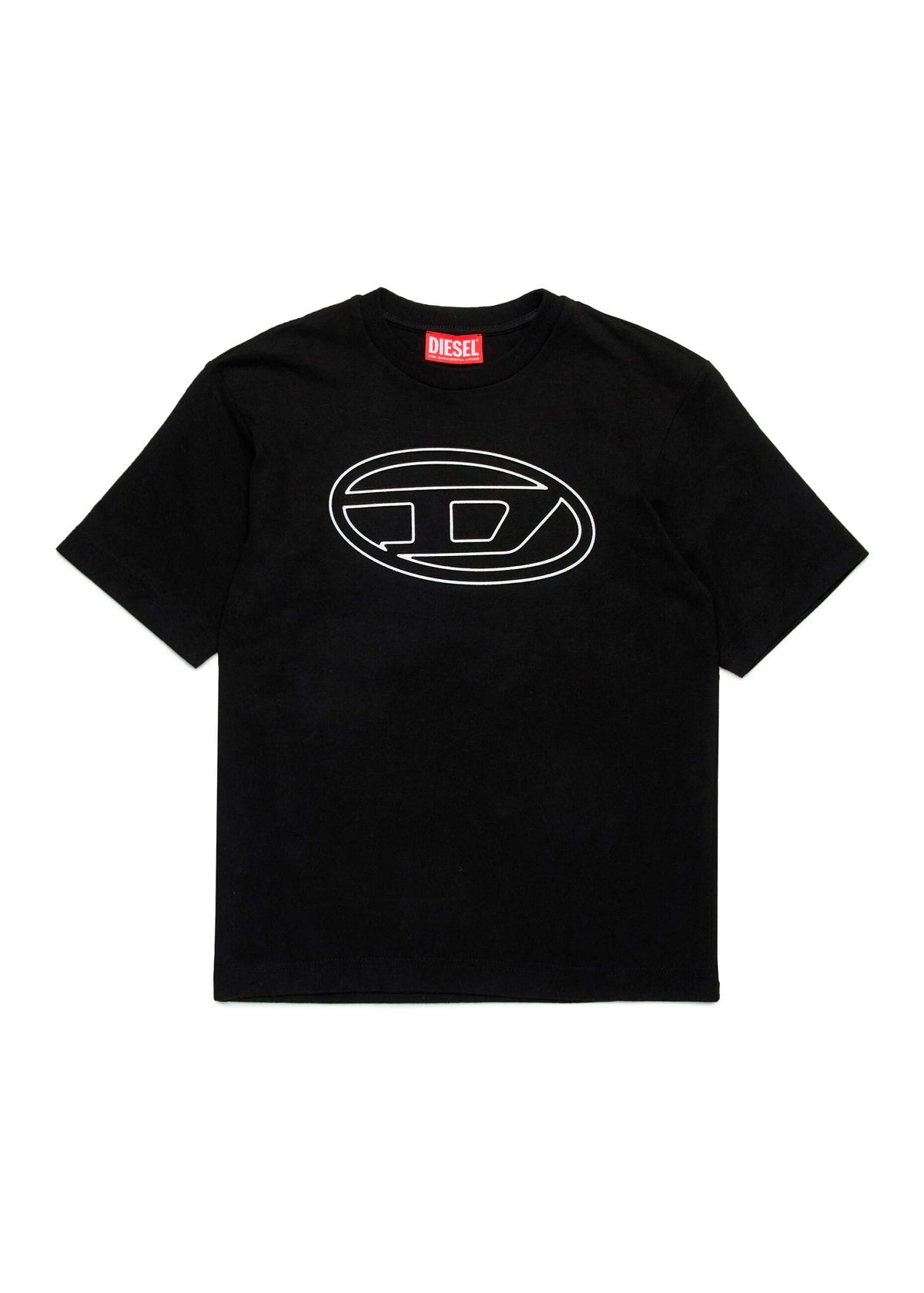 Diesel Kids T-shirt Nera con Logo Oval D