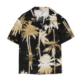MSGM Kids Camicia Nera con Stampa Palme Oro per Bambini