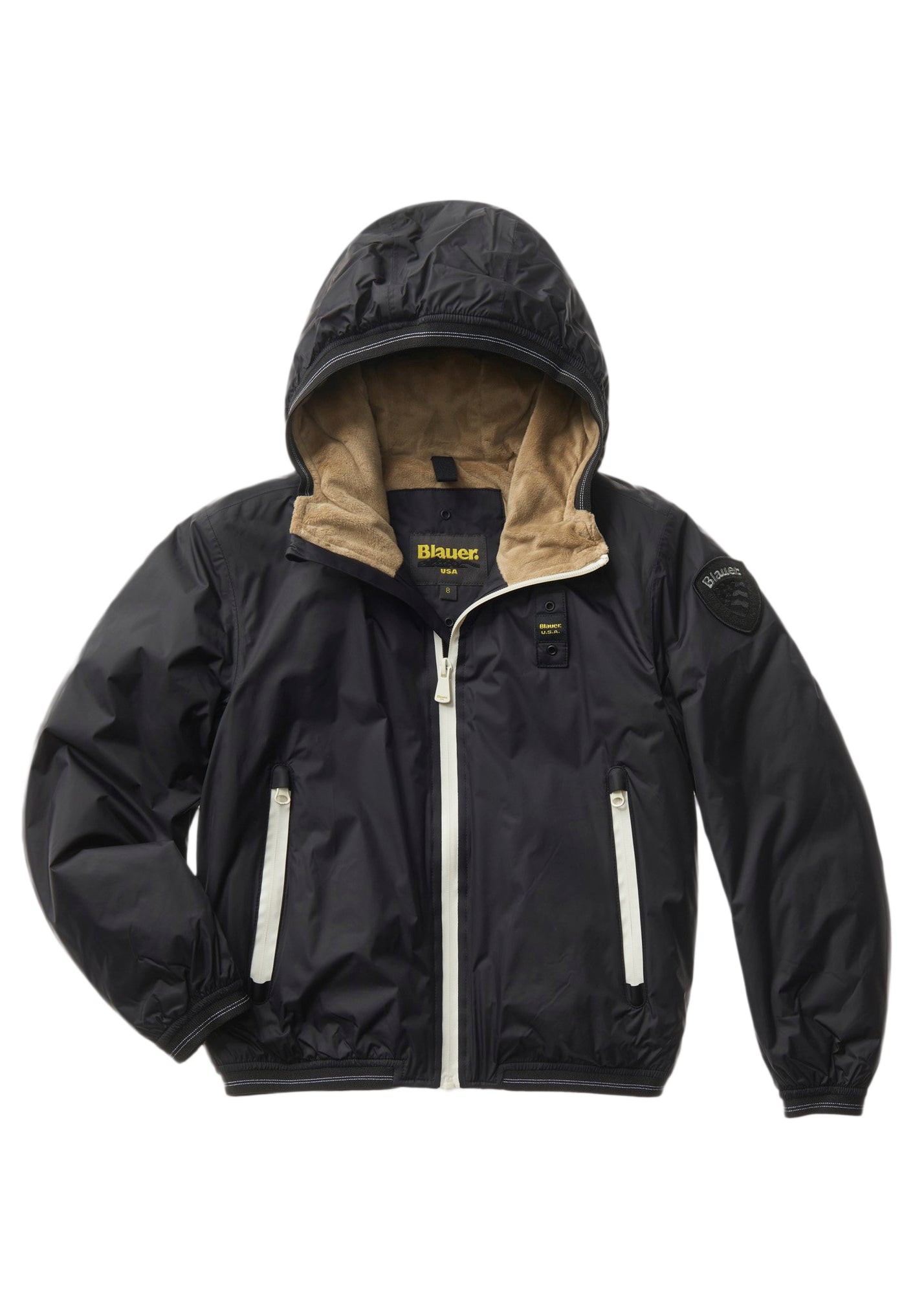 Blauer Kids Piumino Liscio Nero con Interno in Pelliccia per Bambini