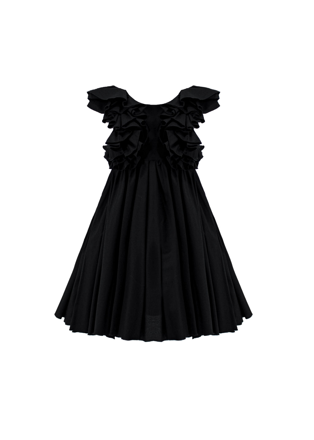 Nunzia Corinna Bambina Abito Nero In Cotone