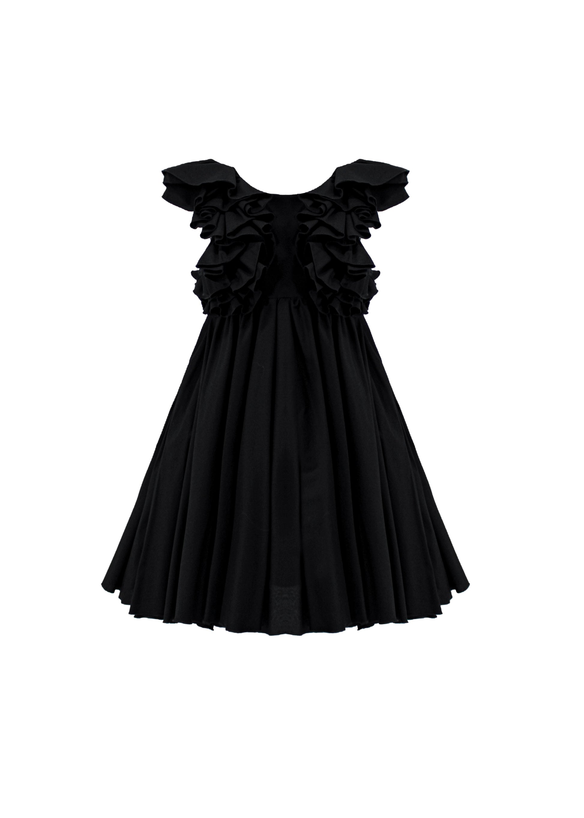 Nunzia Corinna Bambina Abito Nero In Cotone