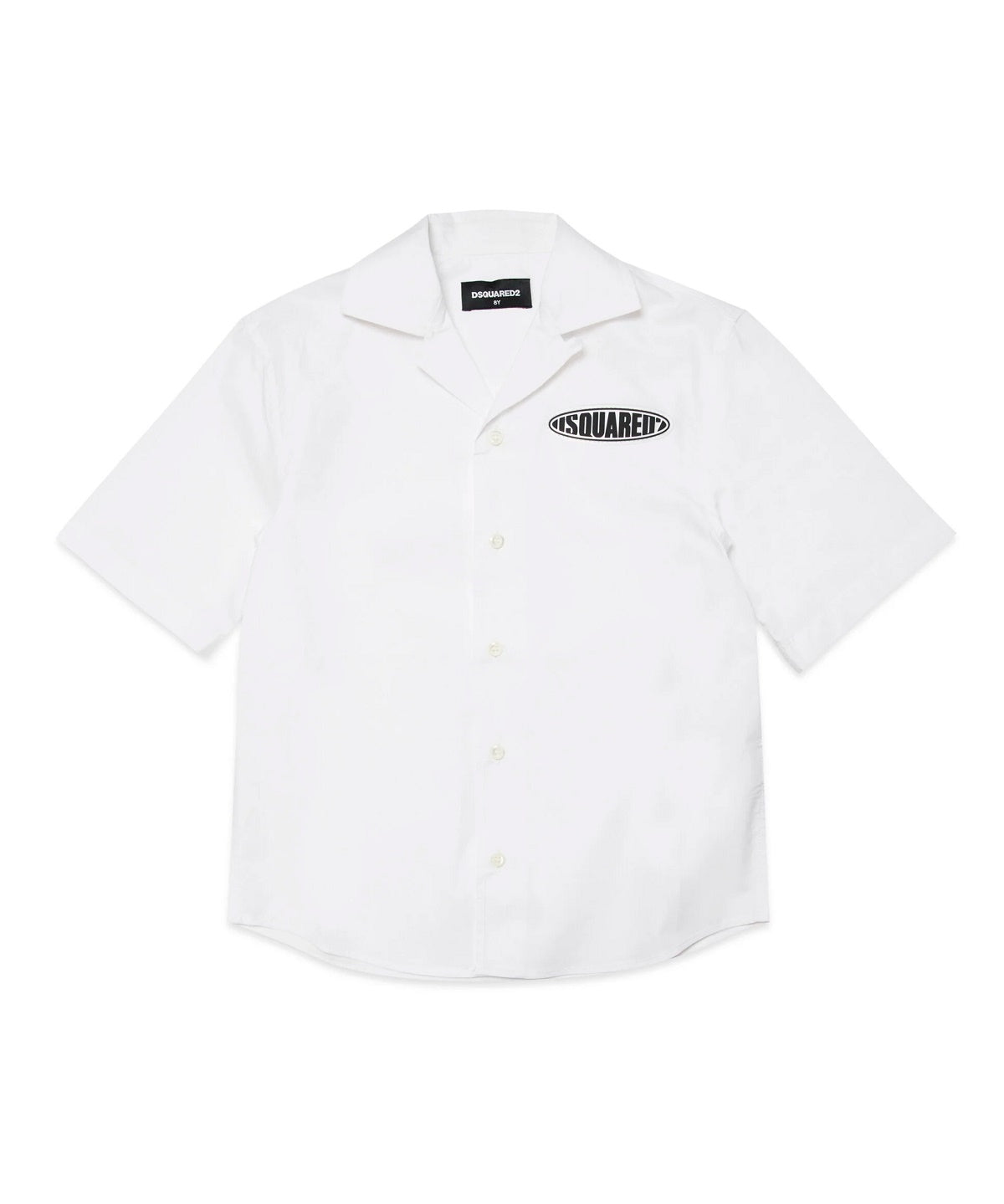 Dsquared2 Kids Camicia Bianca in Popeline con Patch Logo Surf per Bambini