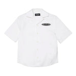 Dsquared2 Kids Camicia Bianca in Popeline con Patch Logo Surf per Bambini