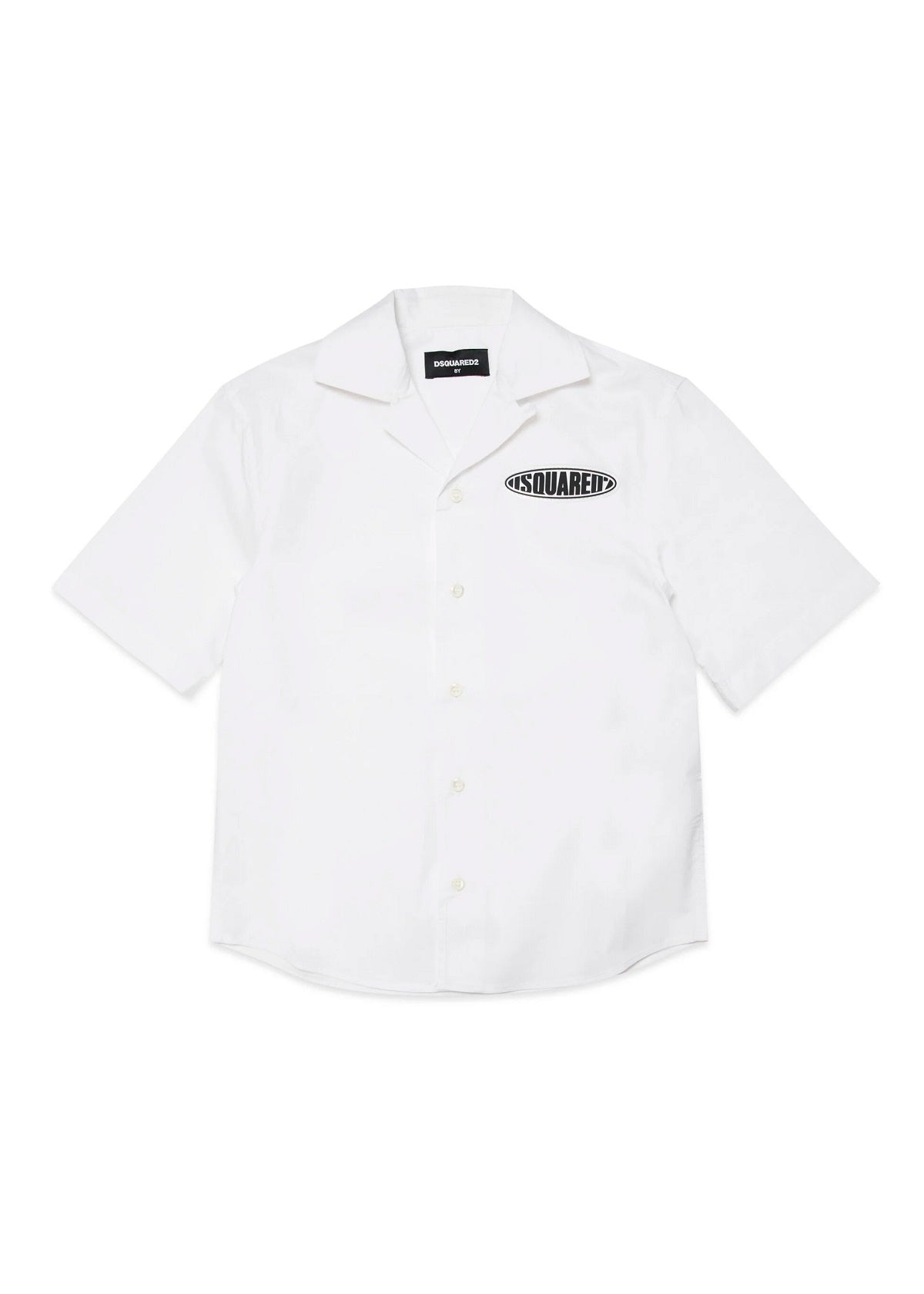Dsquared2 Kids Camicia Bianca in Popeline con Patch Logo Surf per Bambini