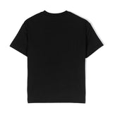 Msgm Kids T-Shirt Nera con Applicazione per Bambine