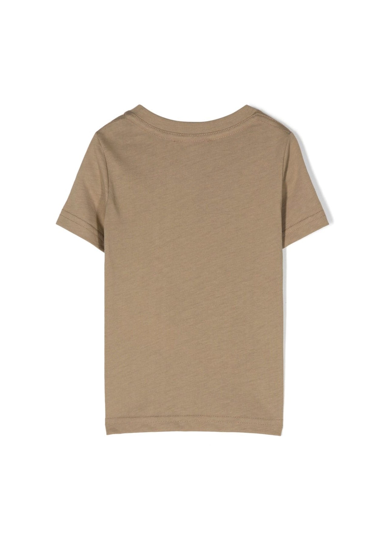 T-shirt con Stampa DSquared2 Kids in Cotone Marrone Chiaro/Nero Intenso | Jersey Morbido | Bordo a Coste | Logo sul Petto