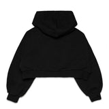 Diesel Kids Black Crop Hoodie with Over 'D' Logo