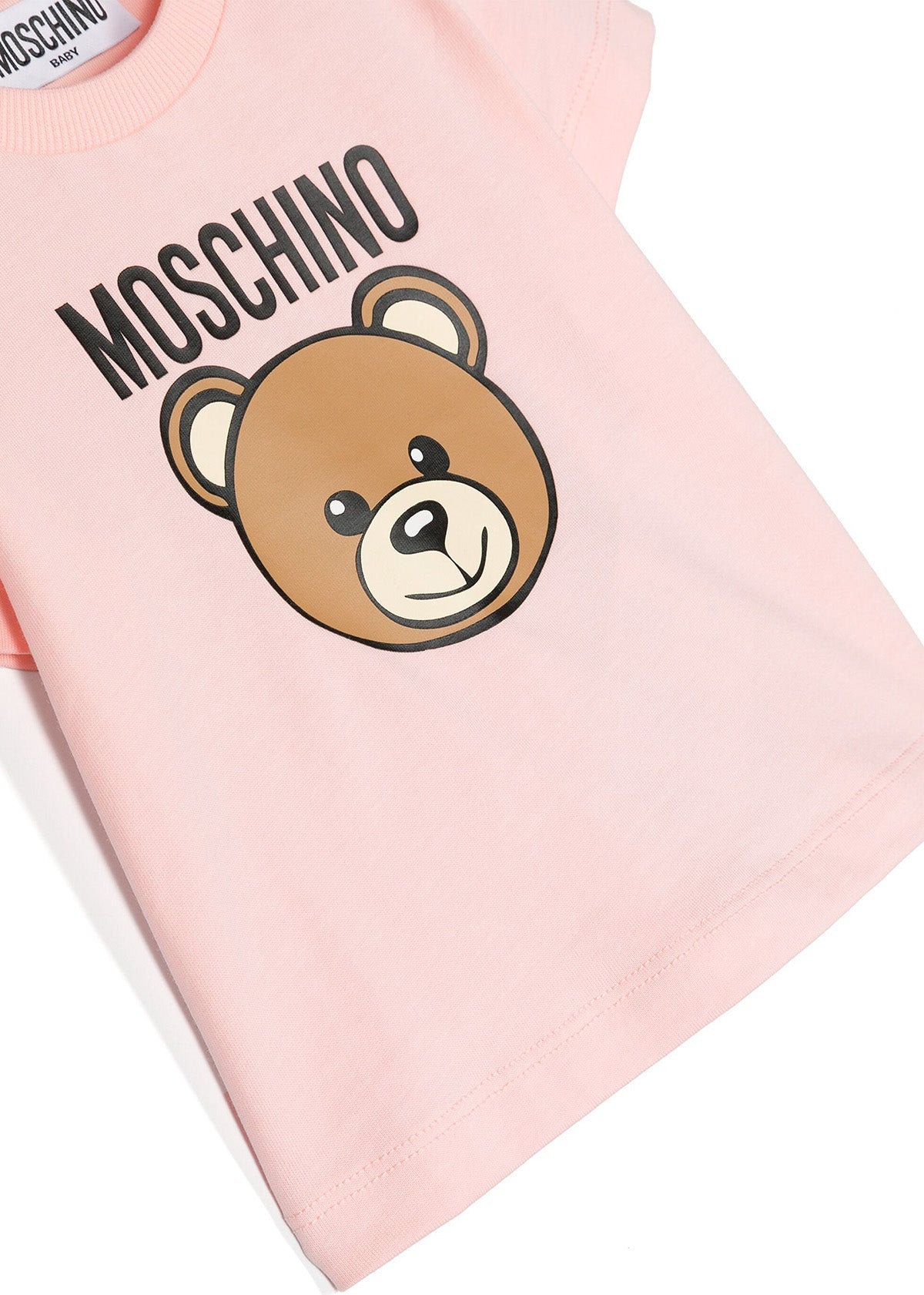 Moschino Kids T-Shirt Rosa con Logo Teddy Bear