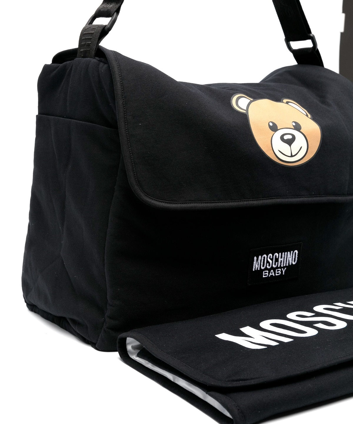 Moschino Kids Borsa Mamma Nera Teddy Bear con Fasciatoio