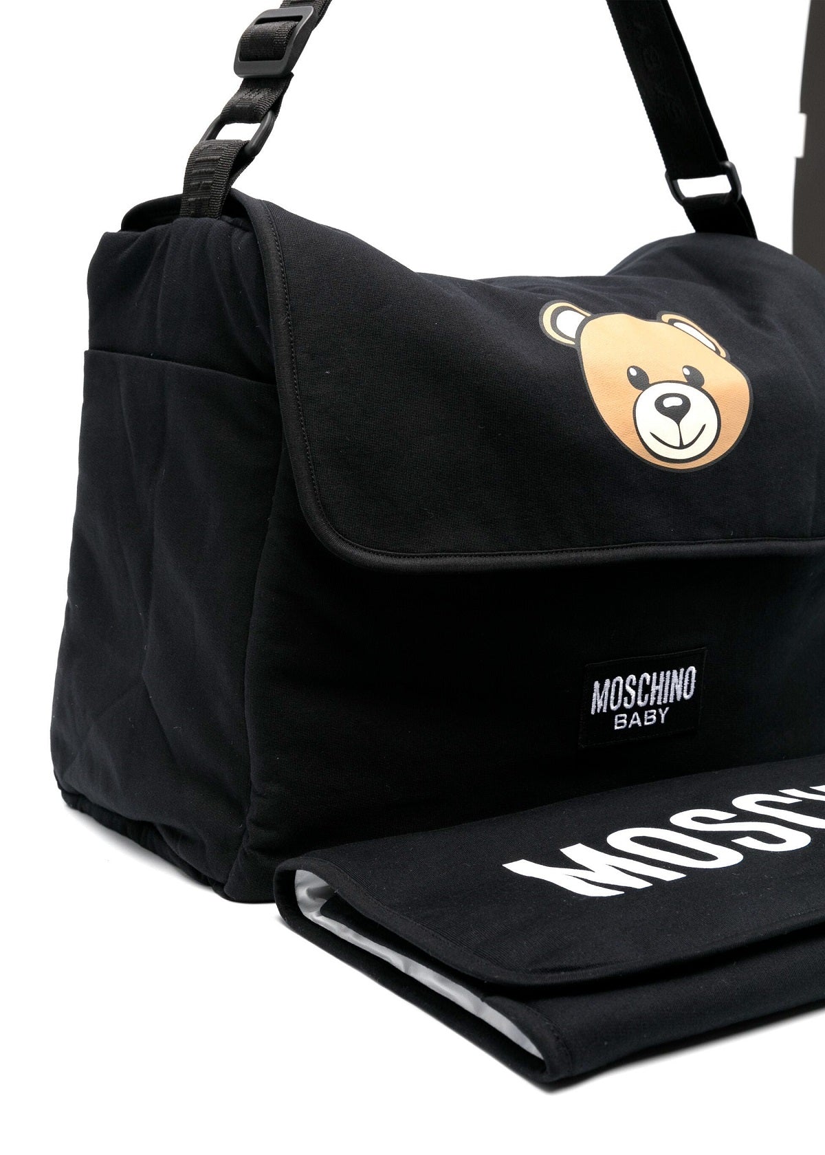 Moschino Kids Borsa Mamma Nera Teddy Bear con Fasciatoio