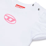 Diesel Kids T-Shirt Bianca con Logo Oval D per Neonate