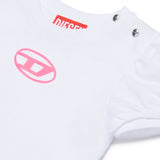 Diesel Kids T-Shirt Bianca con Logo Oval D per Neonate