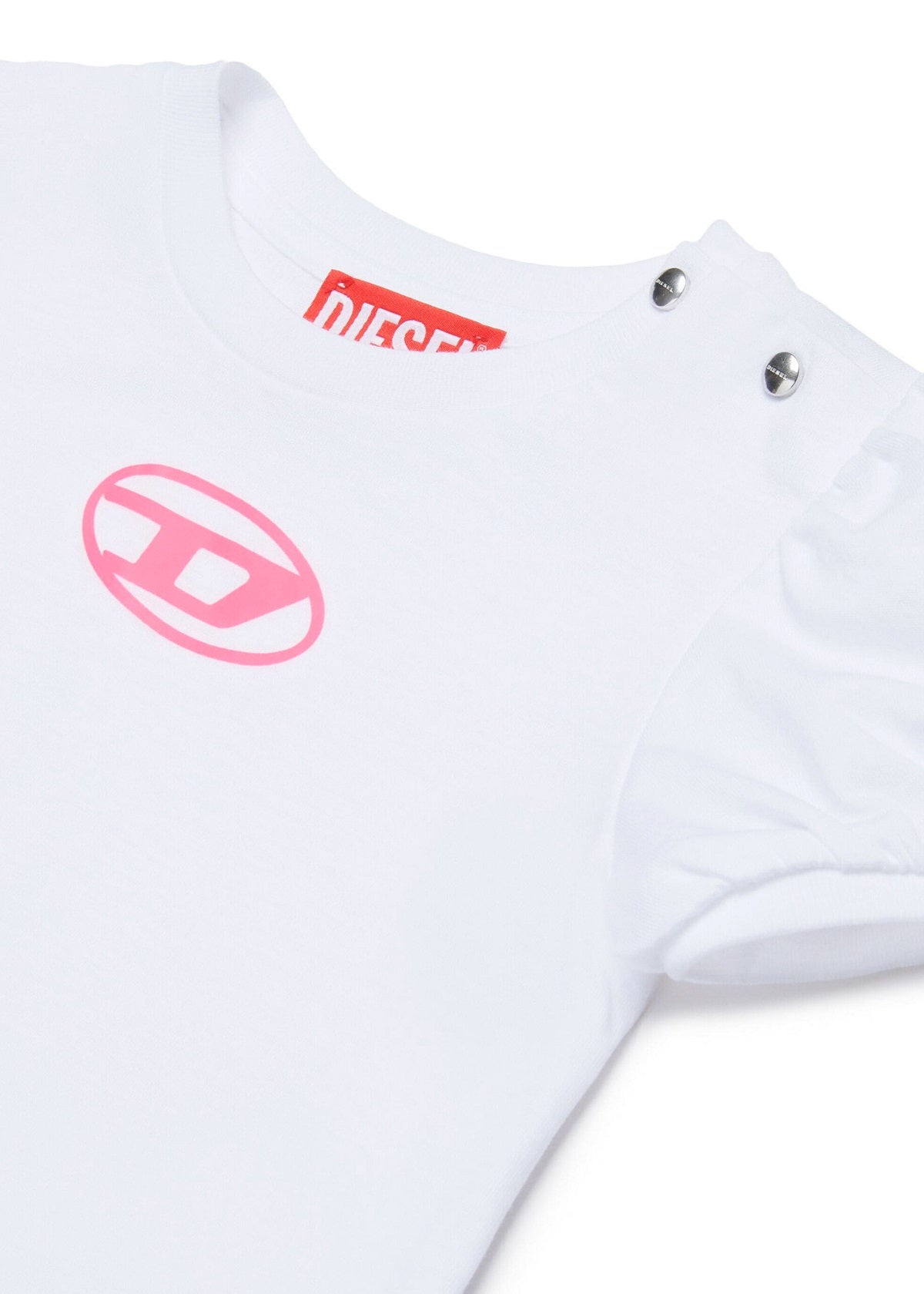 Diesel Kids T-Shirt Bianca con Logo Oval D per Neonate