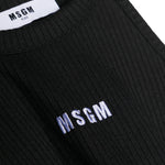 Msgm Kids Canotta Nera a Costine con Logo