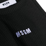 Msgm Kids Canotta Nera a Costine con Logo