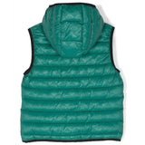 Diesel Kids Jkop Quilted Hooded Vest With All-Over Monogram Print Green