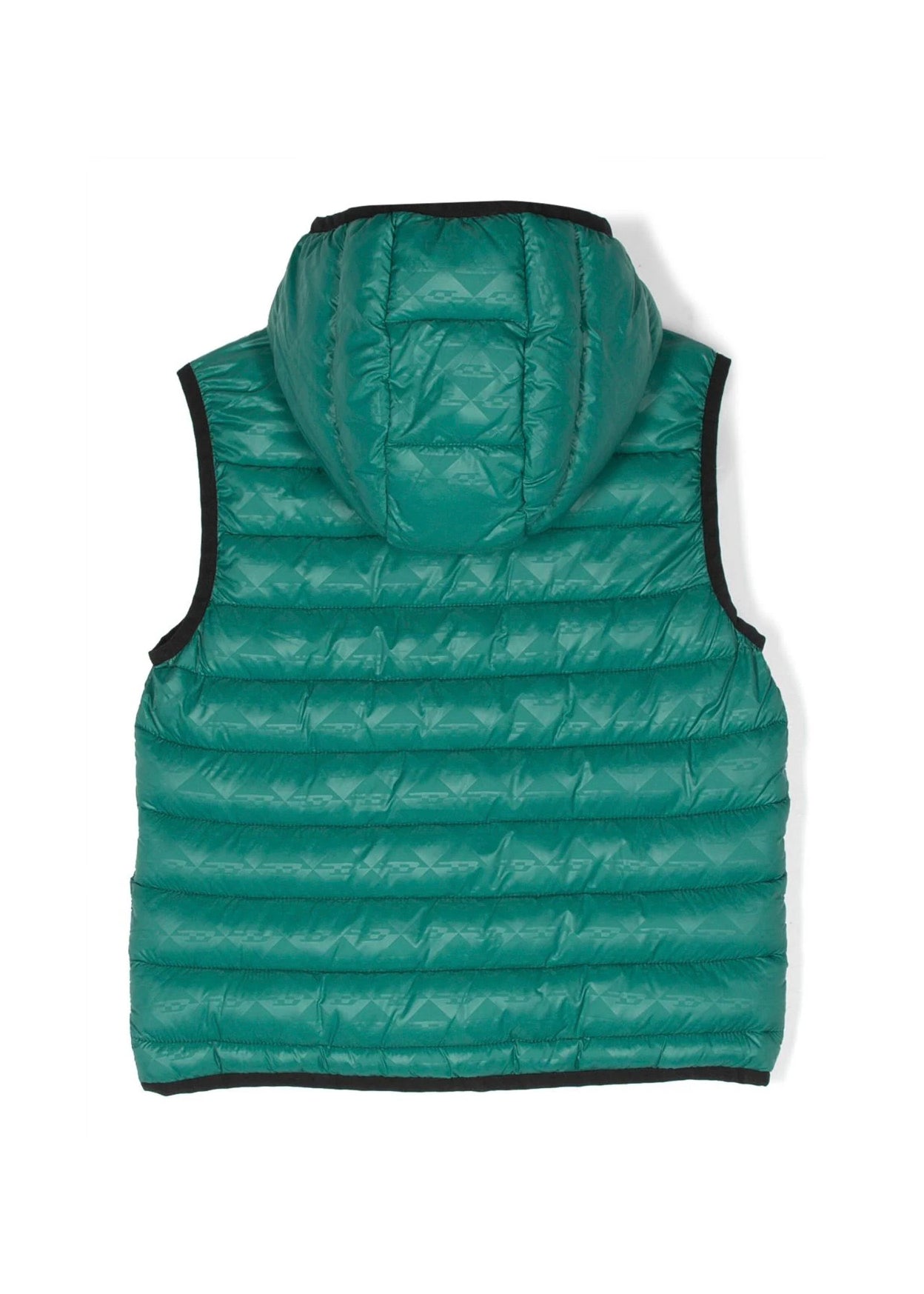 Diesel Kids Gilet Jkop Trapuntato Con Cappuccio e Stampa Monogram All-Over Verde