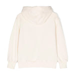 Msgm Kids Felpa con Cappuccio Crema con Stampa Logo Basic