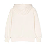 Msgm Kids Felpa con Cappuccio Crema con Stampa Logo Basic